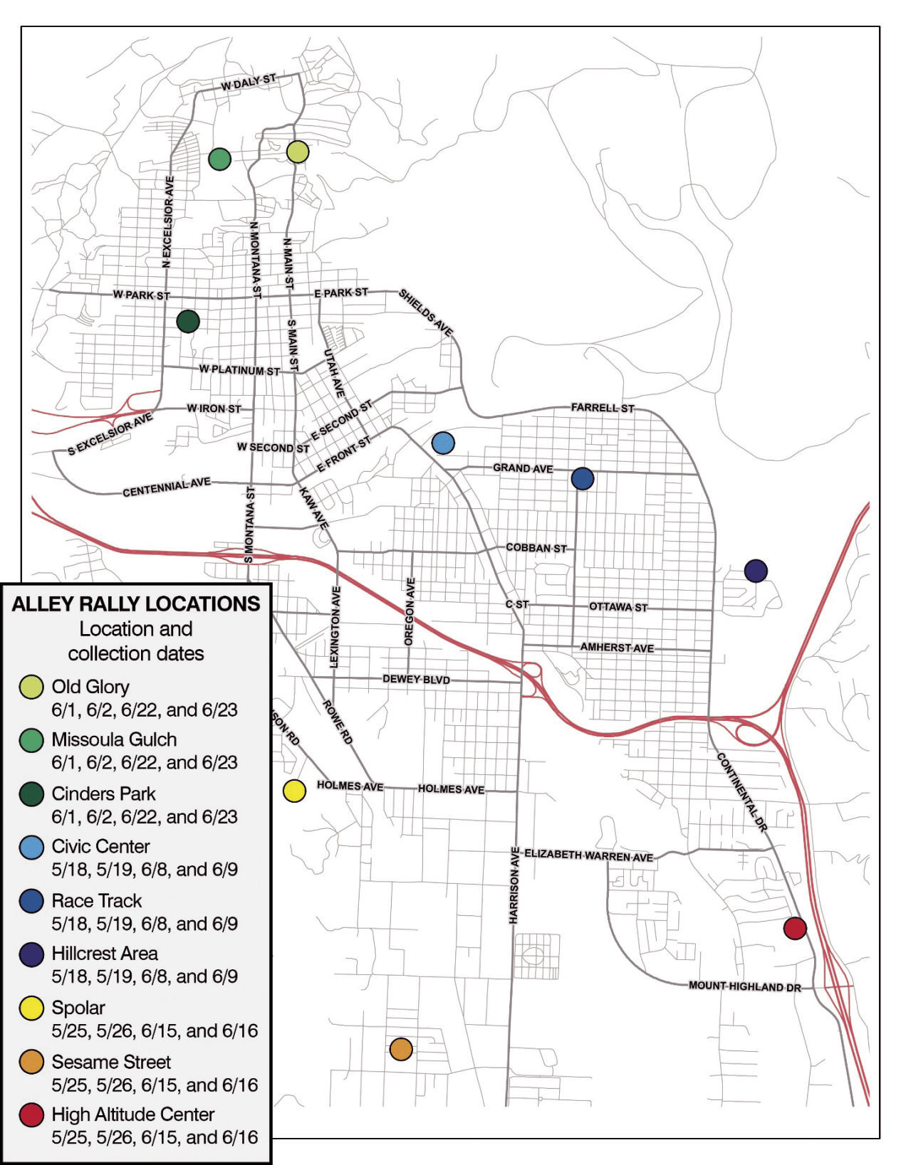 2018 Alley Rally Map